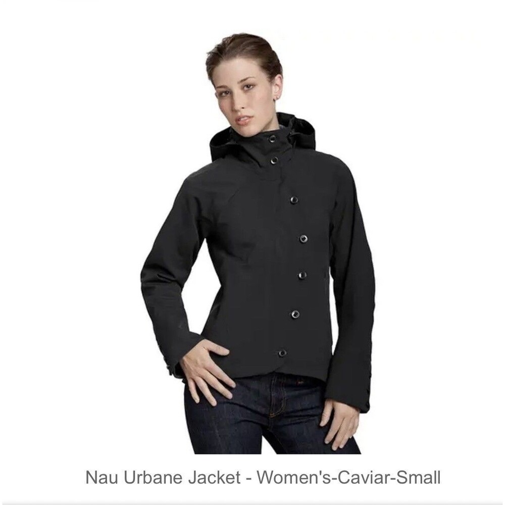 NAU Urbane Women's Rain Jacket Eco Recycled Fully Water Resistant Navy SM NWOT